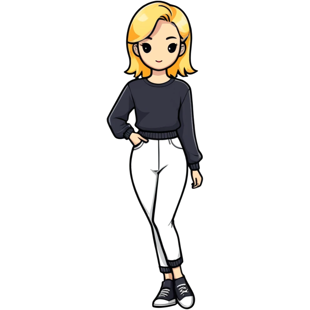 stylish blonde model in a fashionable full body pose emoji
