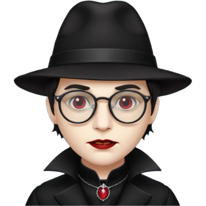 
vampire with hat and glasses emoji
