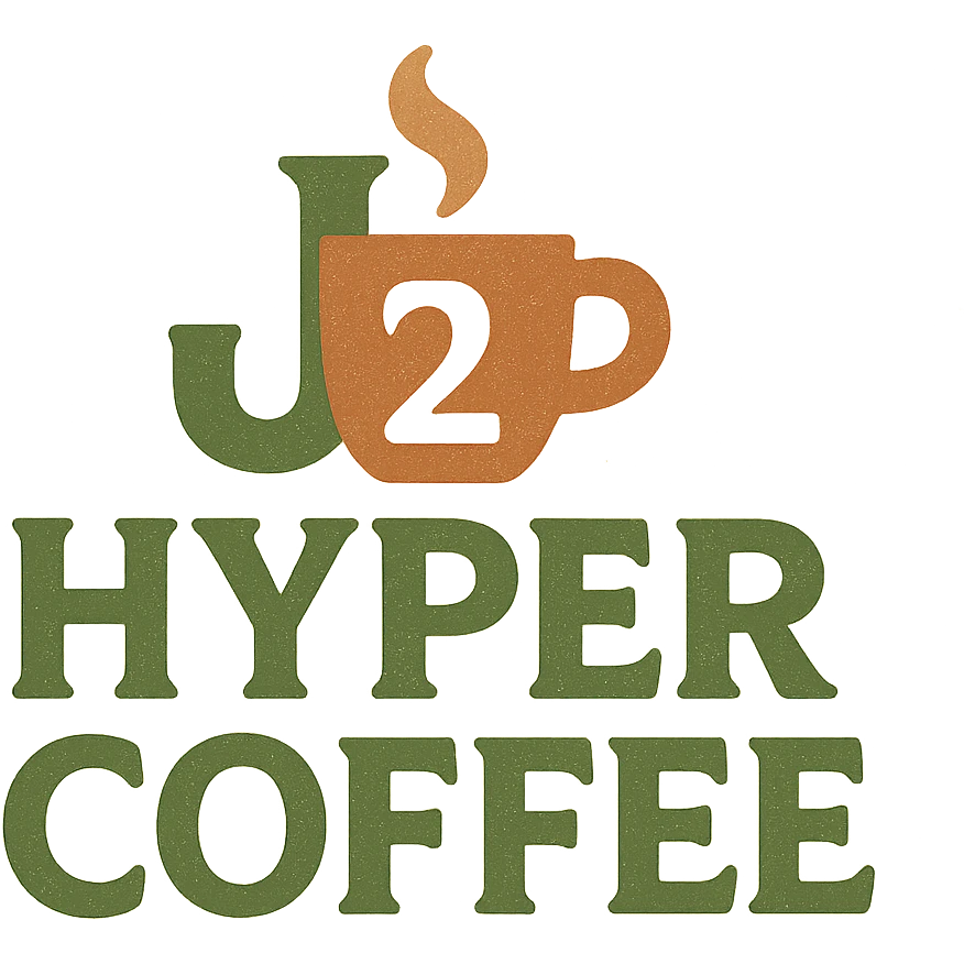 modern logo for j2_hyper_coffee with unique typography and coffee symbol, suitable for coffee shop brand emoji