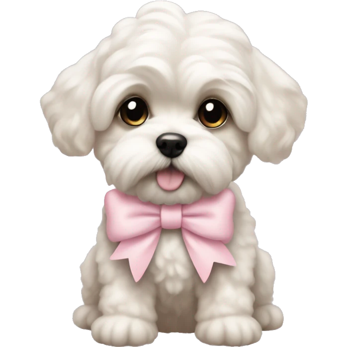 Schichon puppy pastel pink bow emoji