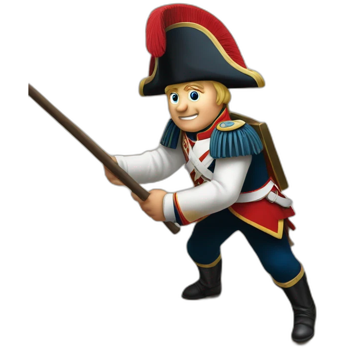 Napoleón pointing stick into ground emoji