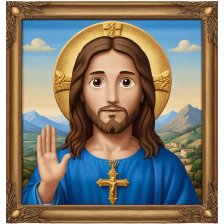 Salvator Mundi painting in a frame emoji