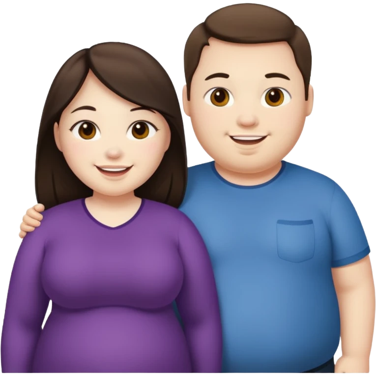 obese brunette white guy with obese brunette asian girl emoji