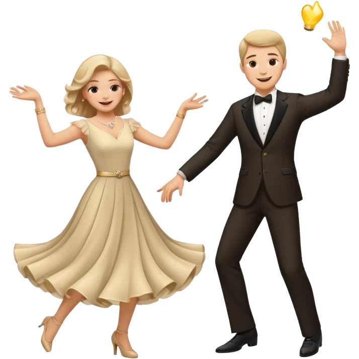 White Man and white woman dancing white emoji