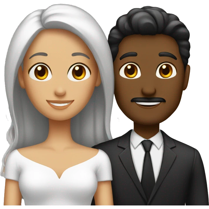 Hombre blanco y mujer negra casados emoji