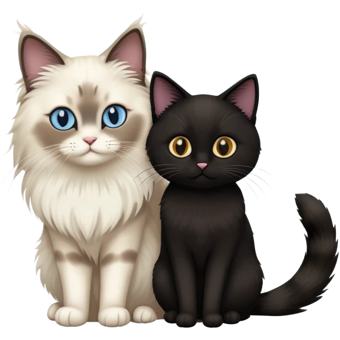 A ragdoll cat and a black cat together emoji