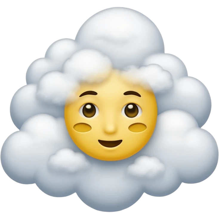 Face in clouds yellow circle and black eyes and remove a mouth and move in a cloud emoji