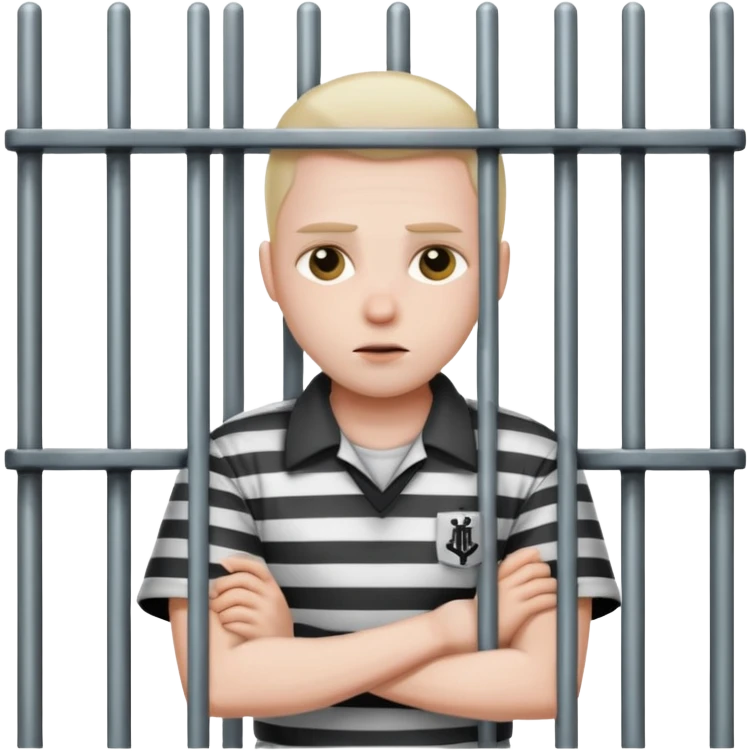 criminal in jail behind bars the bars should be in front of the person emoji