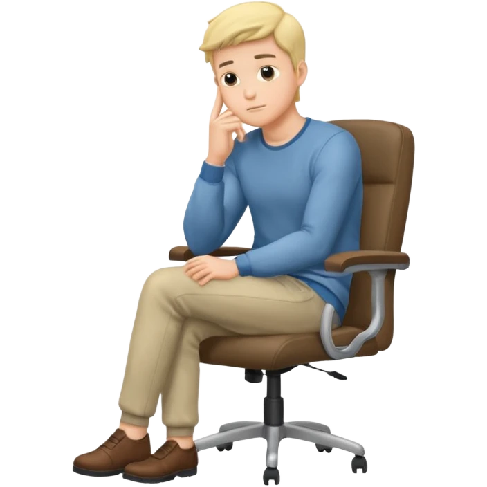 guy imitating thinker statue pose but with casual clothes and sitting in a office chair emoji