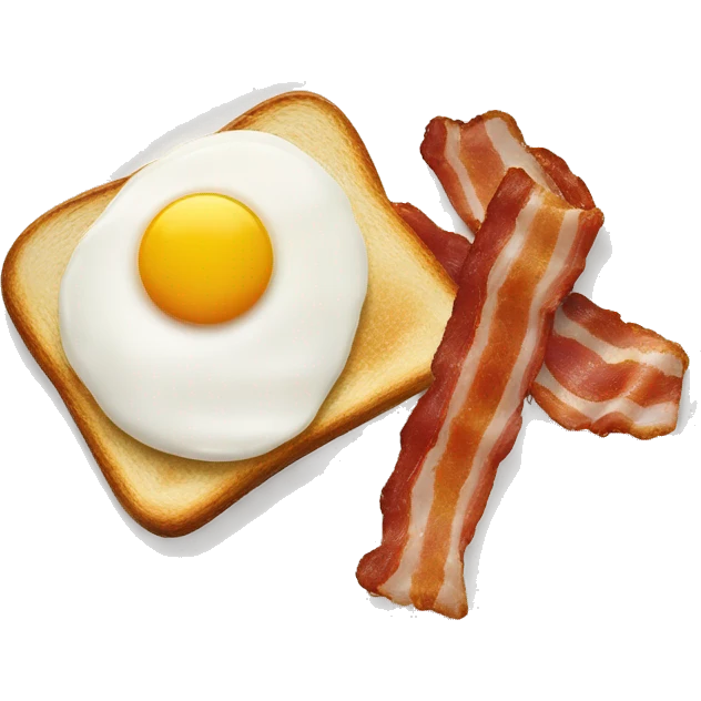 “Two fried eggs, crispy bacon, and buttered toast on a plate.” emoji
