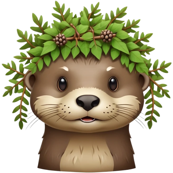 confused otter face with thorny brambles directly wrapped around its head, no crown shape, just thorny branches encircling the face emoji