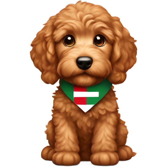 Red golden doodle puppy with an Italian flag collar  emoji