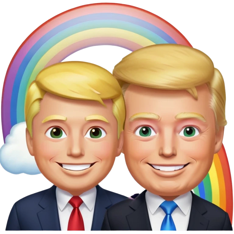 Donald trump and Elon musk with a rainbow  emoji