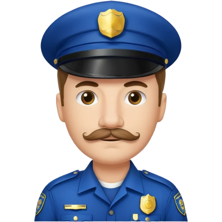 Male police officer, white cap, mustache, realistic portrait emoji