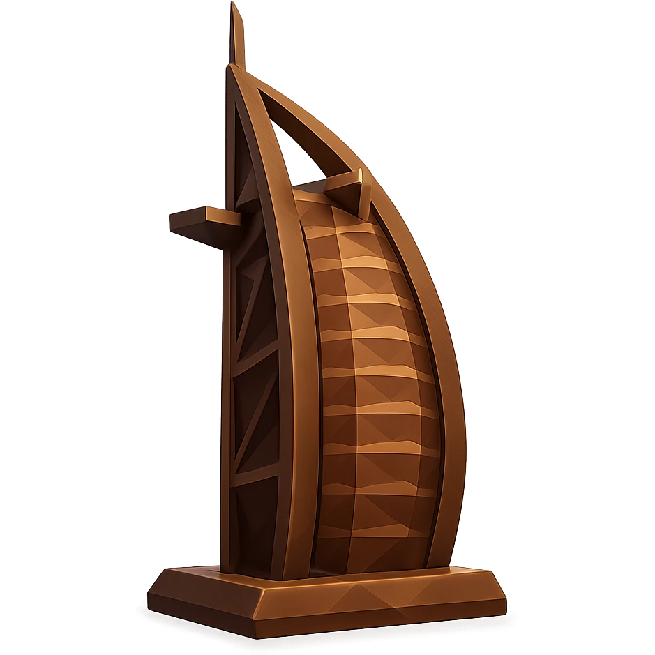 polygonal style chocolate shaped like Burj Al Arab emoji