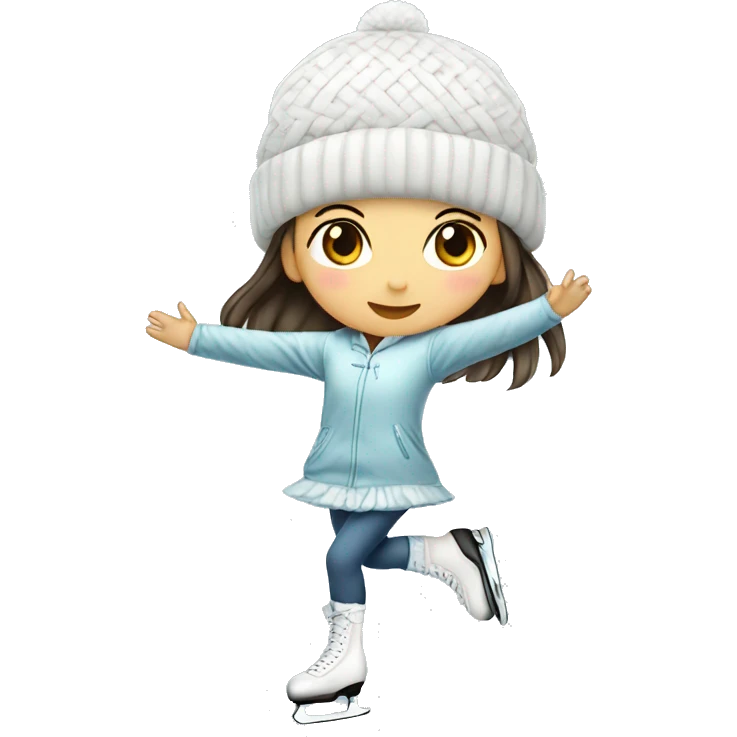 Ice skating girl asian clothes white emoji