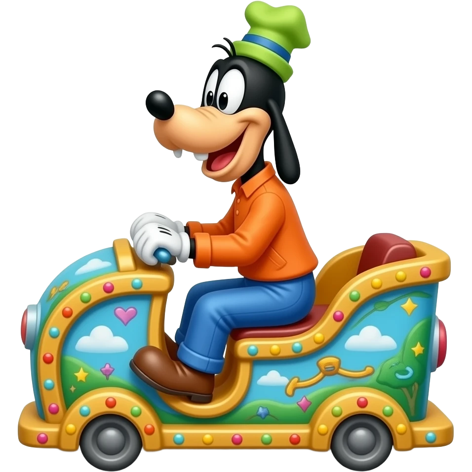 Coin Operated Goofy-Full-Body (Disney) kiddie ride/ his mouth closed/ butt out emoji