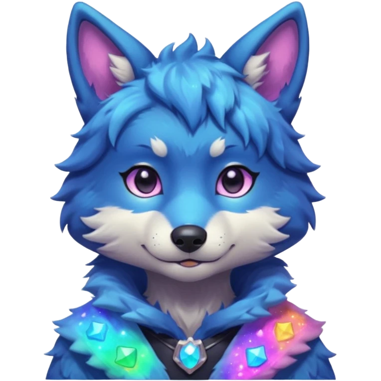 anthropomorphic anthro kawaii cute colorful shiny pastel nebula furry wolf-fursona furry  (shoulder bust)  emoji