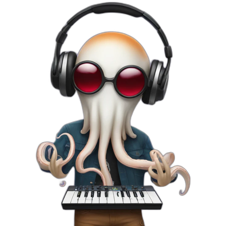 A Squid DJ'ing emoji