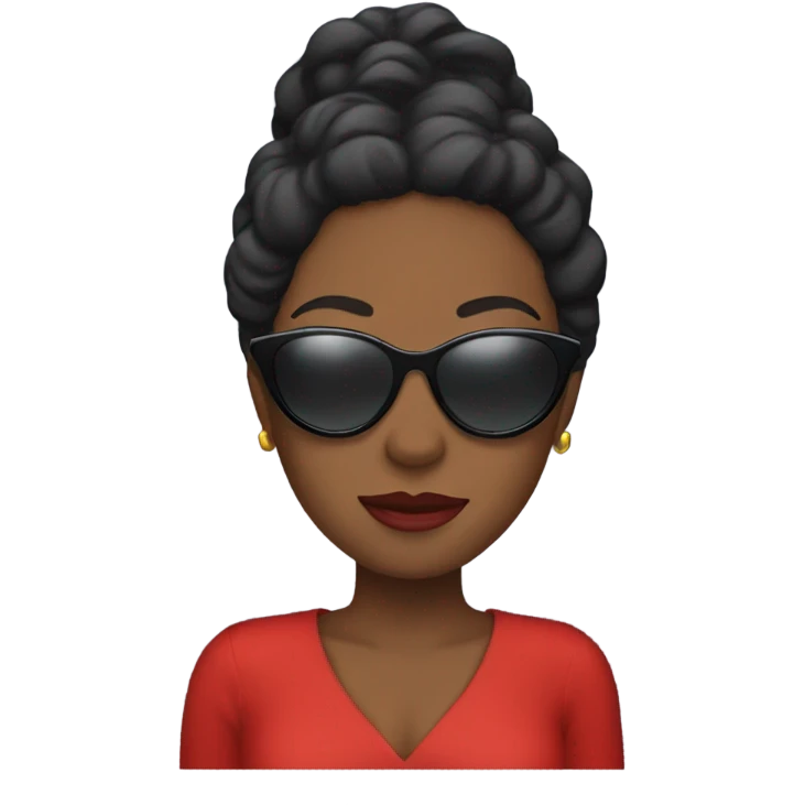 Black lady with sunglasses in red dress emoji