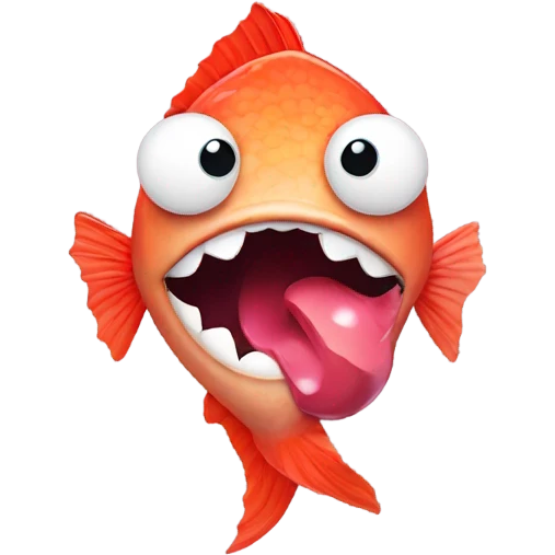 Fish holding lipstick between its legs emoji