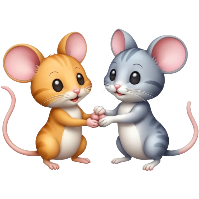 a mouse and a cat shaking hands emoji
