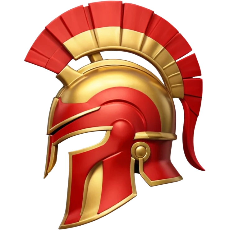 Side view of a gold Spartan helment with red ascents and then the crest is both red and gold emoji