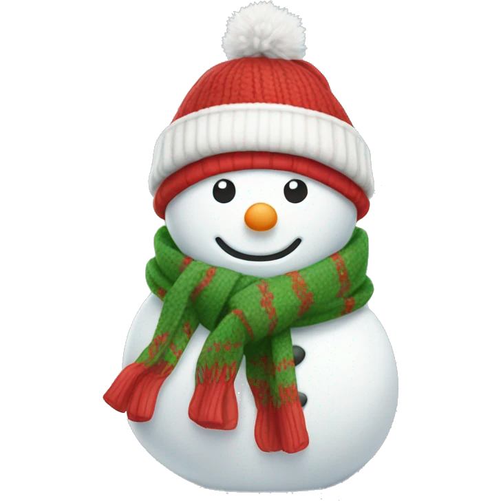 Cute snowman with a red-white-green scarf  emoji