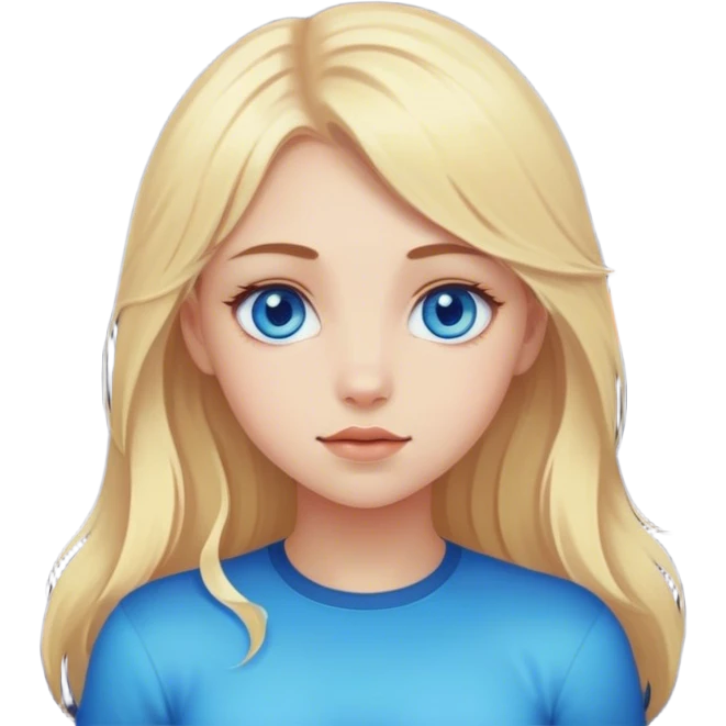 A blonde-haired girl with blue eyes, surrounded by many planets emoji