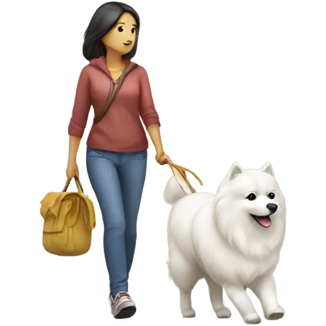 Samoed walking with girl emoji