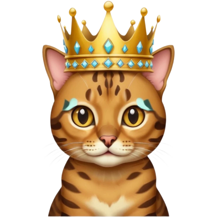 brown bengal cat with crown emoji