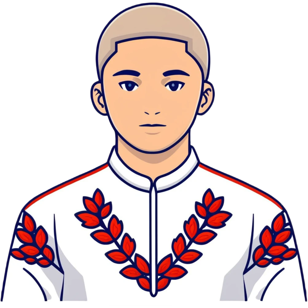 Athletic Ukrainian young man wearing traditional embroidered vyshyvanka shirt emoji