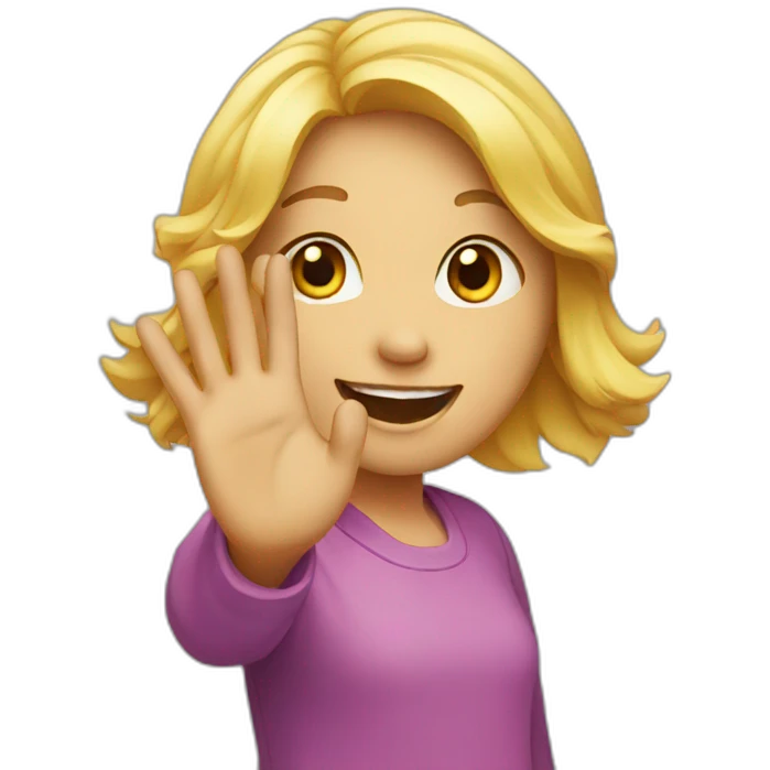girl waving emoji