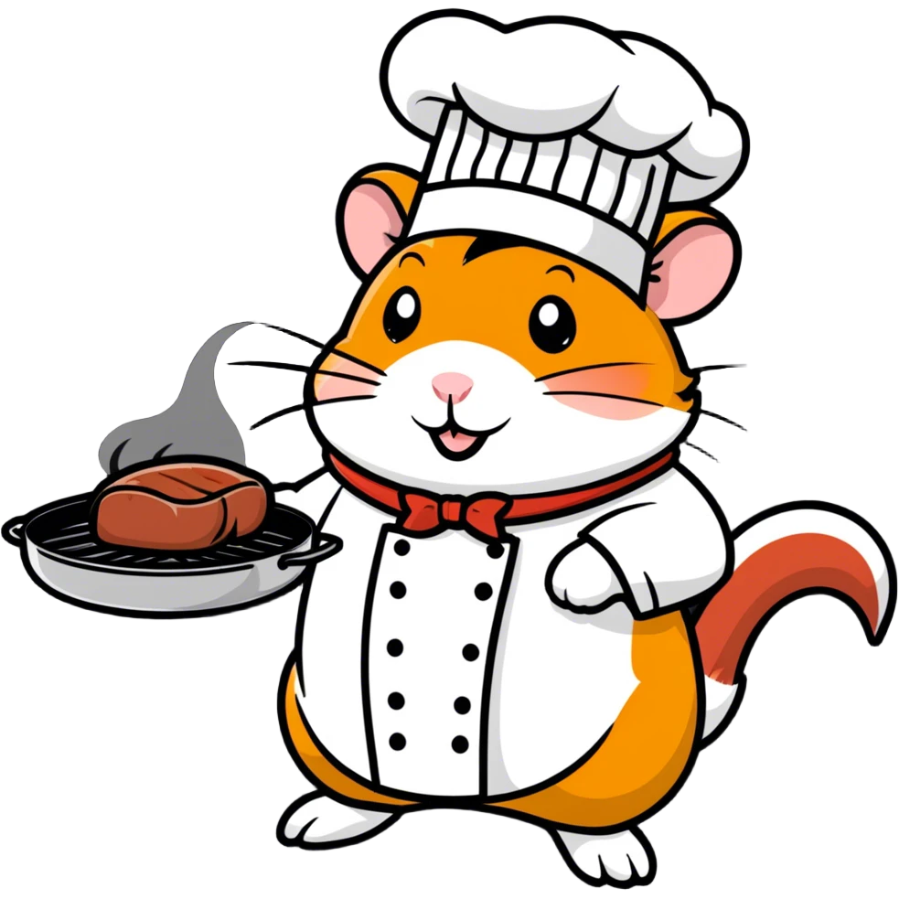 Hsamster cooking pork steak emoji