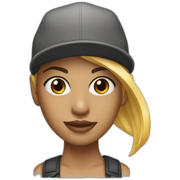cool girl with sidecut and cap emoji