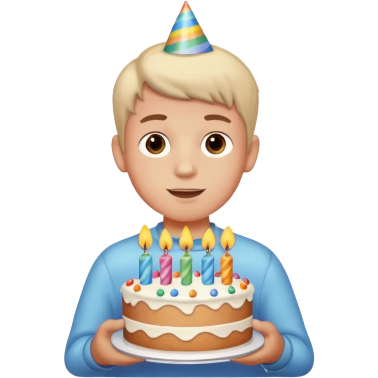 boy with birthday cake without the candles emoji