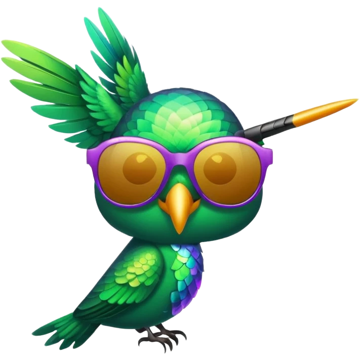 green hummingbird with sunglasses emoji