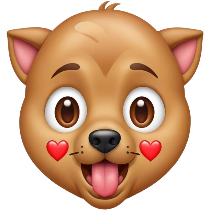 Man with hearts bursting out of his eyes. His tongue is hanging out like a dogs emoji