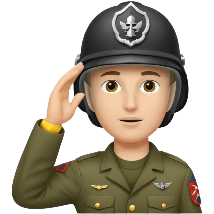 Soldier saluting with helmet + mask emoji