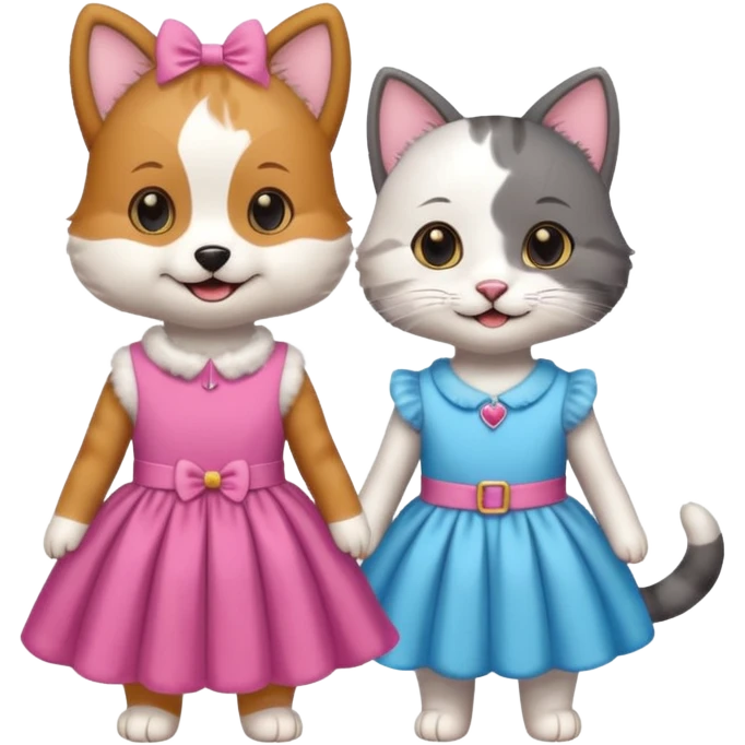 Dog and cat in dress emoji