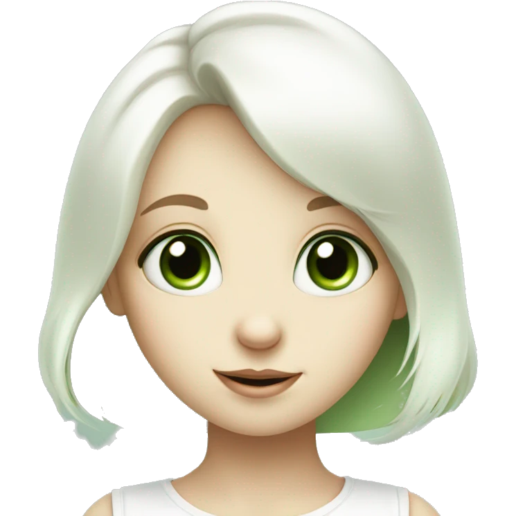 Cute White bunny girl with light-green eyes curious and question symbol  emoji