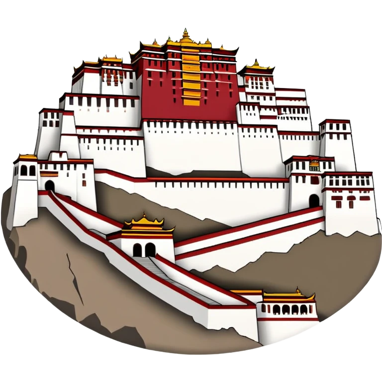 Potala Palace Lhasa Tibet simple cartoonish emoji style white and red Tibetan building emoji