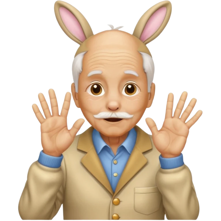 바니걸 옷을 입은 황금색 할아버지가 손하트를 날리며 부끄러워한다 emoji