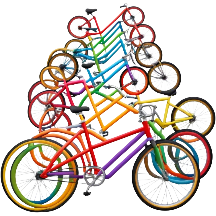 Shape that is built of several different bicycles of different colors and types. Bicycles are connected into weird looking shape. emoji