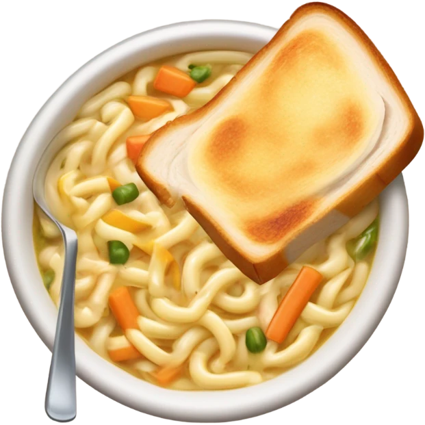Chicken noodle soup with grilled cheese emoji