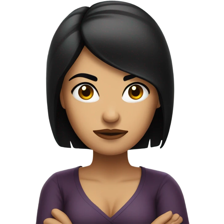 latina black hair arms crossed angry emoji