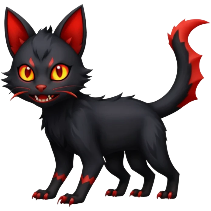 Dark Black Lykoi-Bat-Litten-Torracat-Noibat-Hybrid (Full body) emoji