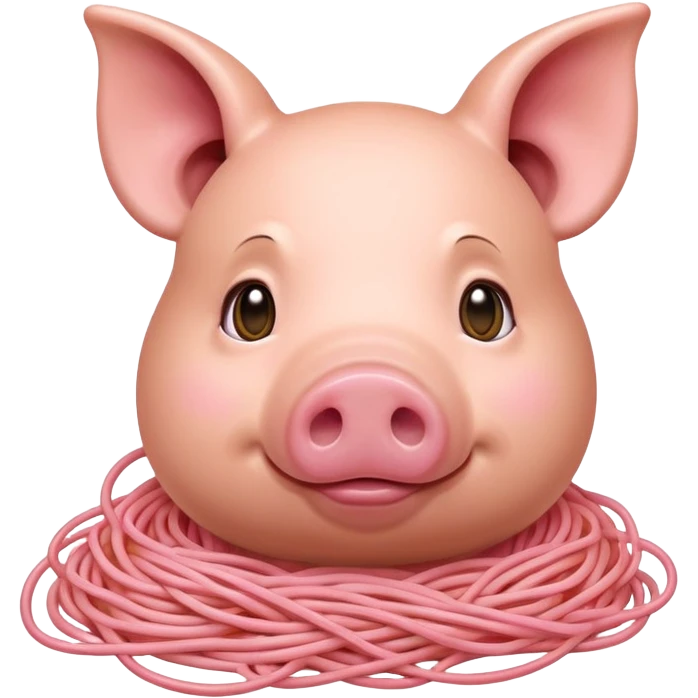   renaissance portrait monalisa pig with pink spaghetti  emoji