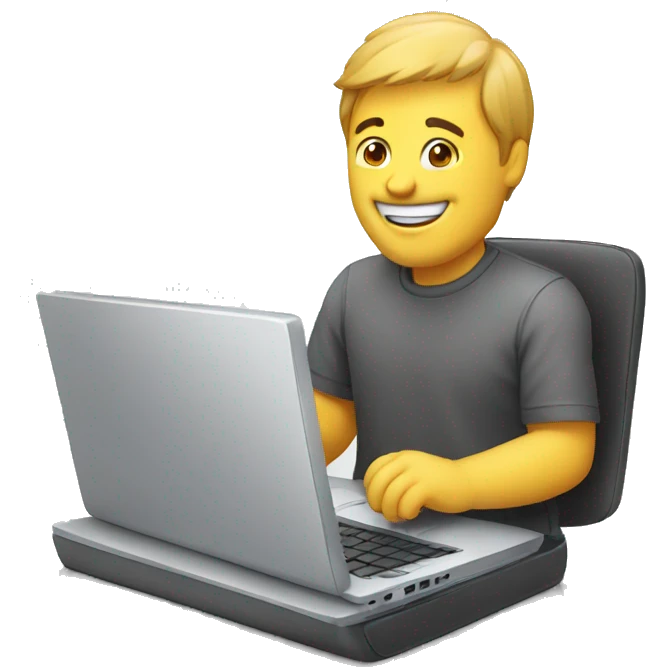 Happy man working on a Laptop emoji