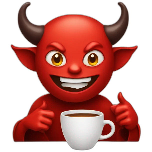 Devil with cup of coffee emoji